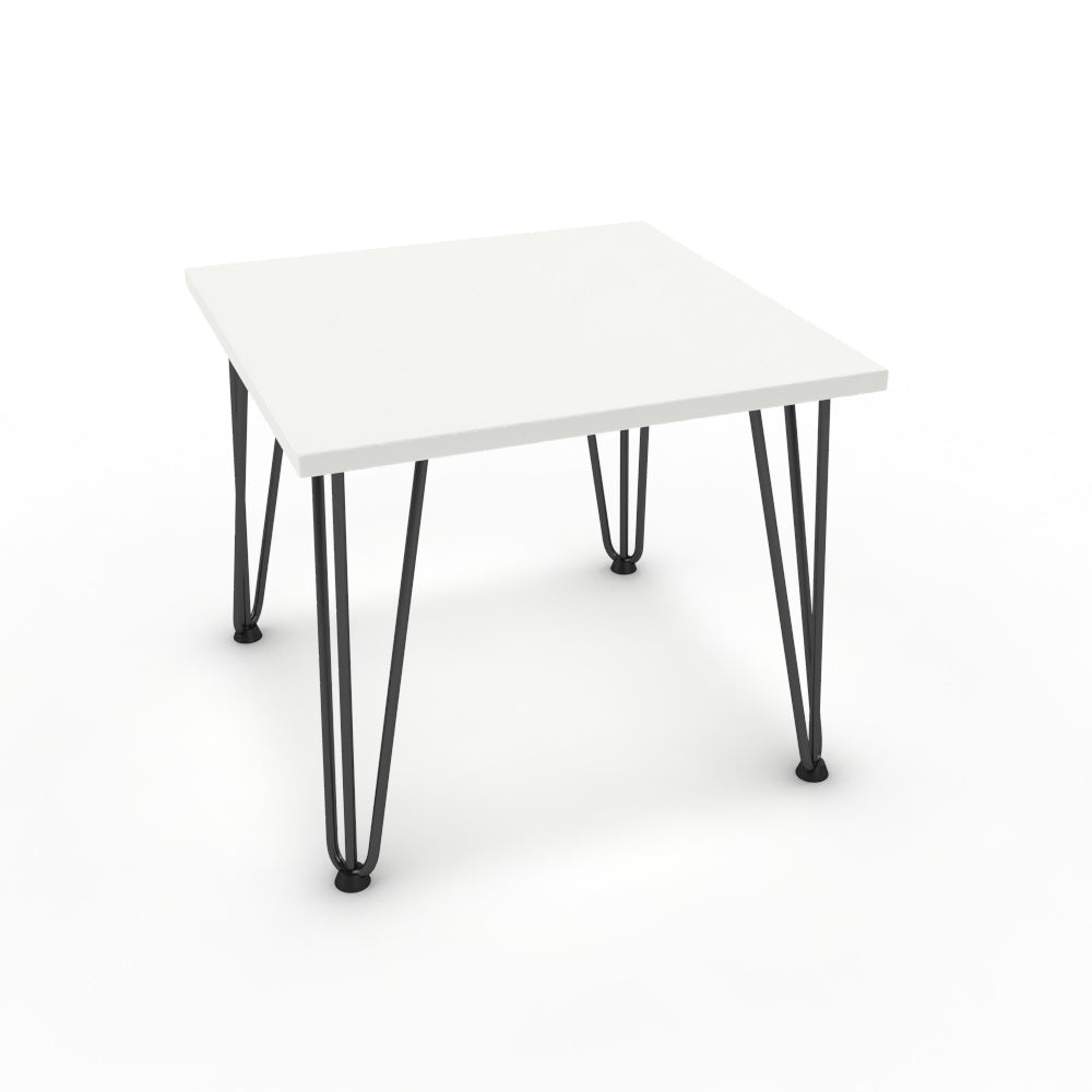 Dohányzóasztal - Linga fekete lábbal - Alpesi fehér, méret: 50x50