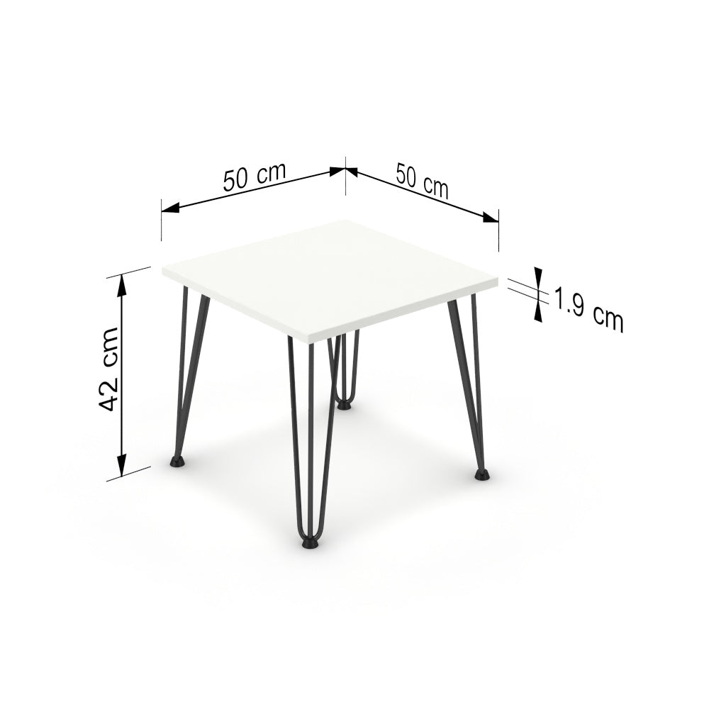 Dohányzóasztal - Linga fekete lábbal - Alpesi fehér, méret: 50x50