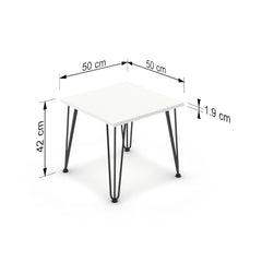 Dohányzóasztal - Linga fekete lábbal - Alpesi fehér, méret: 50x50