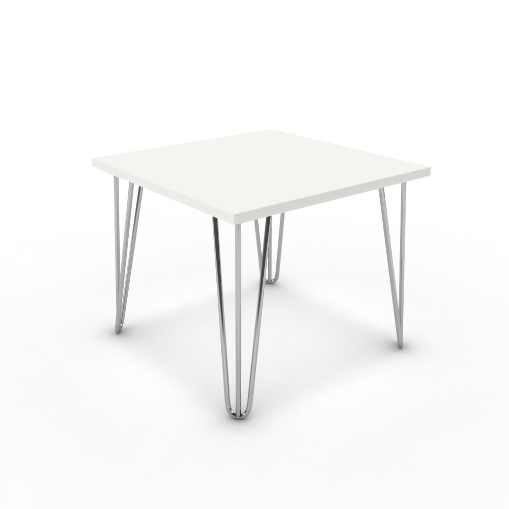 Dohányzóasztal - Linga króm lábbal - Alpesi fehér, méret: 50x50