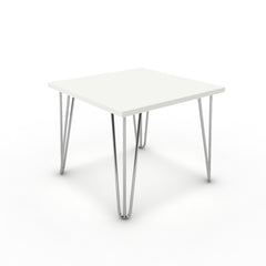 Dohányzóasztal - Linga króm lábbal - Alpesi fehér, méret: 50x50