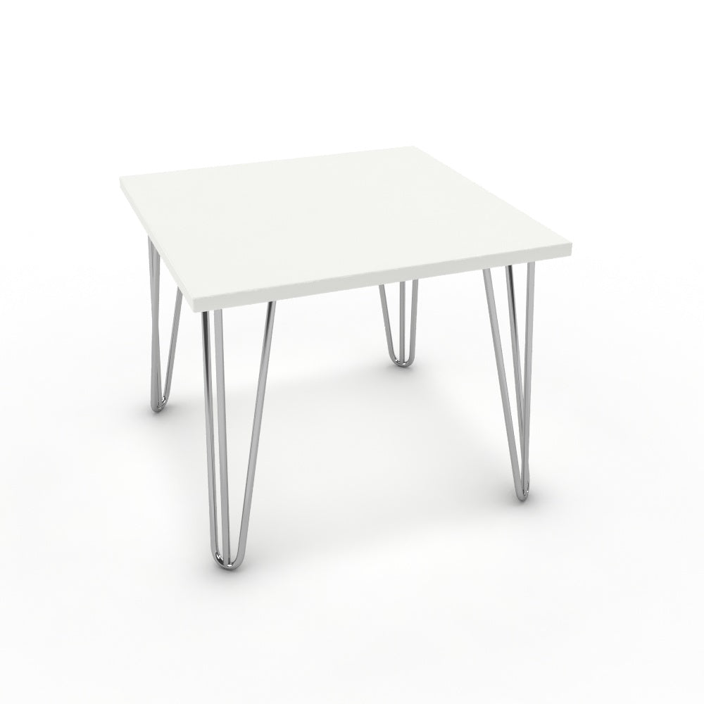 Dohányzóasztal - Linga króm lábbal - Alpesi fehér, méret: 50x50