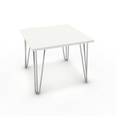 Dohányzóasztal - Linga króm lábbal - Alpesi fehér, méret: 50x50