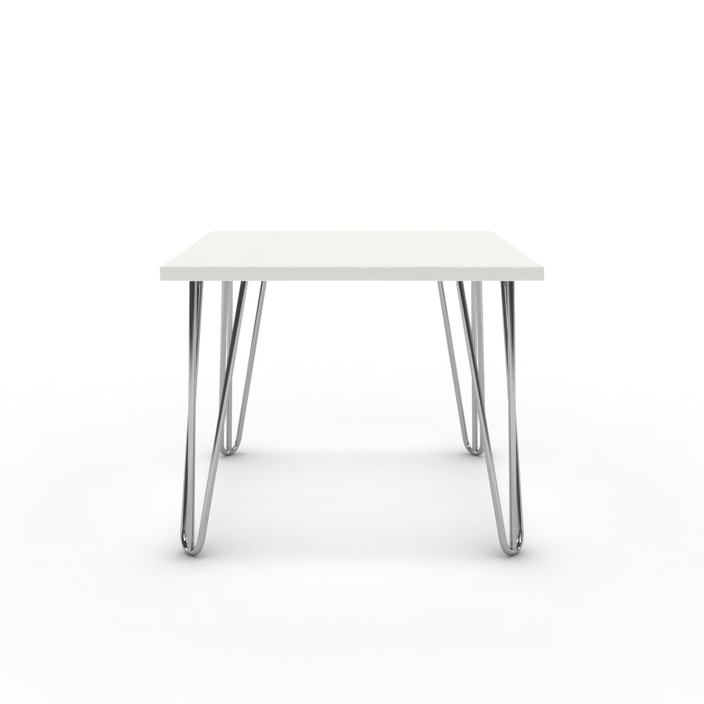 Dohányzóasztal - Linga króm lábbal - Alpesi fehér, méret: 50x50