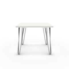 Dohányzóasztal - Linga króm lábbal - Alpesi fehér, méret: 50x50