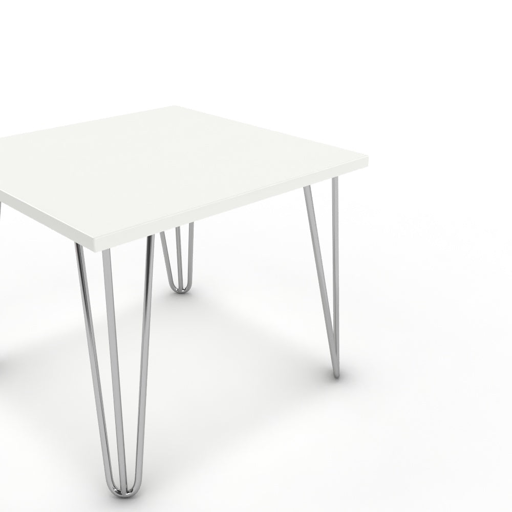 Dohányzóasztal - Linga króm lábbal - Alpesi fehér, méret: 50x50