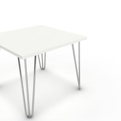 Dohányzóasztal - Linga króm lábbal - Alpesi fehér, méret: 50x50