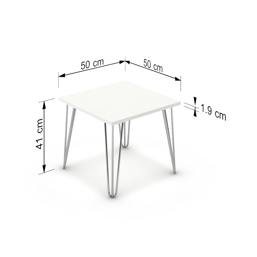 Dohányzóasztal - Linga króm lábbal - Alpesi fehér, méret: 50x50