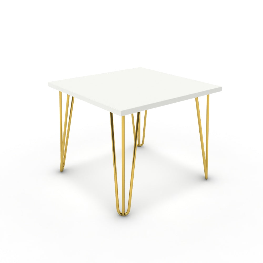 Dohányzóasztal - Linga arany lábbal - Alpesi fehér, méret: 50x50