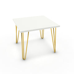 Dohányzóasztal - Linga arany lábbal - Alpesi fehér, méret: 50x50