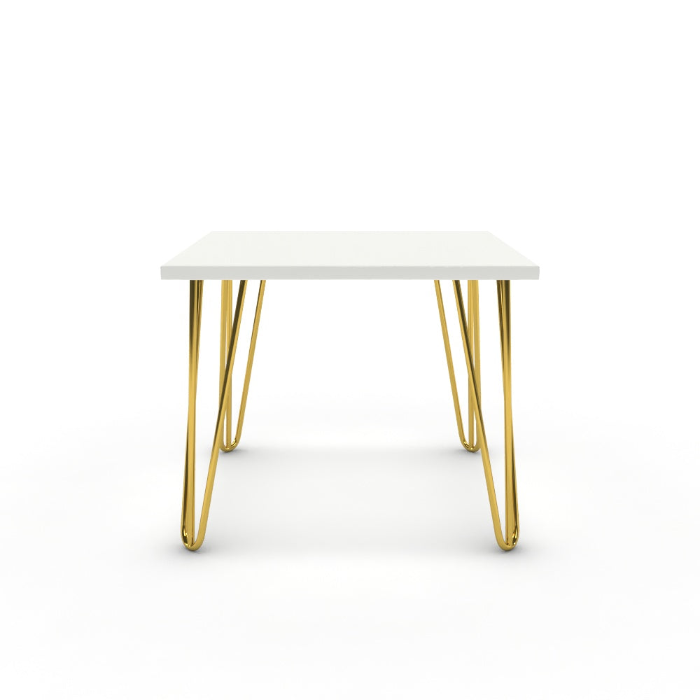 Dohányzóasztal - Linga arany lábbal - Alpesi fehér, méret: 50x50