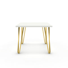 Dohányzóasztal - Linga arany lábbal - Alpesi fehér, méret: 50x50