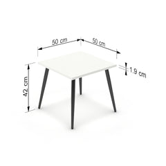 Dohányzóasztal - Manu fekete lábbal - Alpesi fehér, méret: 50x50