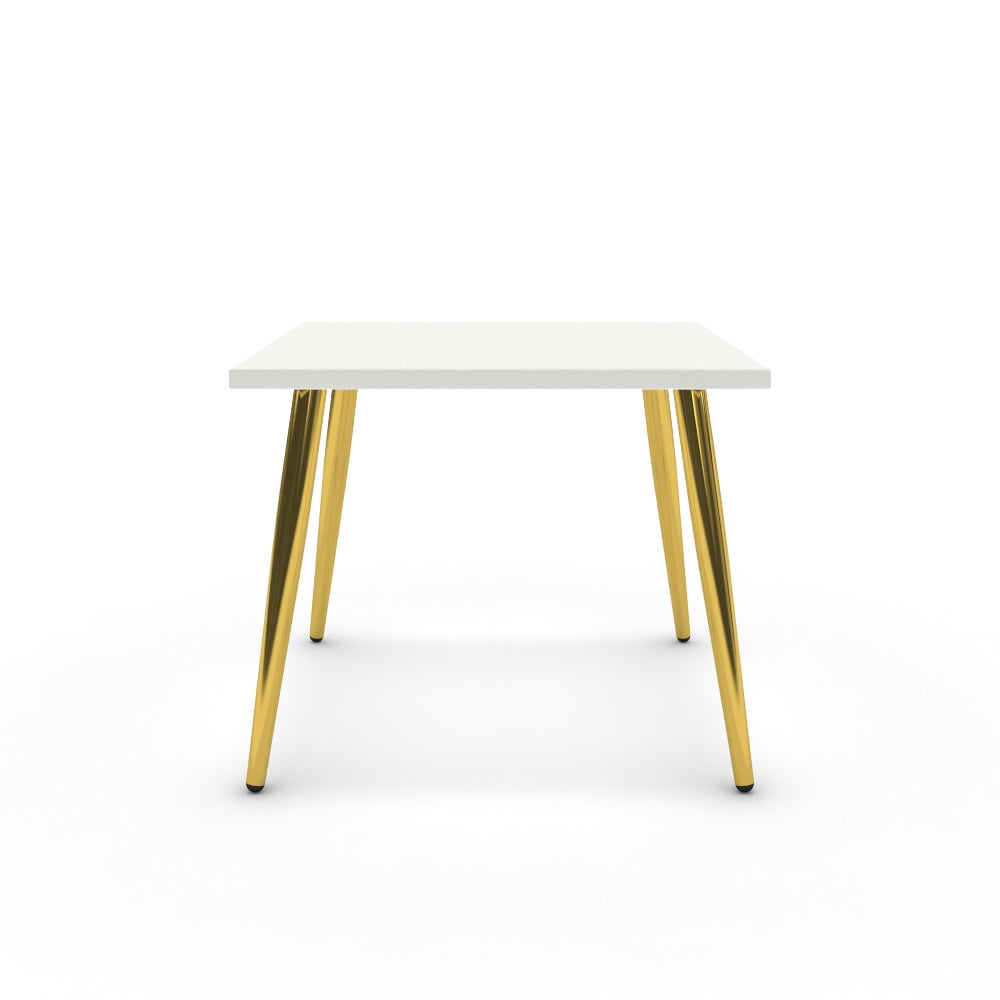 Dohányzóasztal - Manu arany lábbal - Alpesi fehér, méret: 50x50