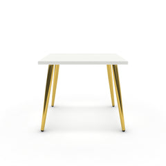 Dohányzóasztal - Manu arany lábbal - Alpesi fehér, méret: 50x50