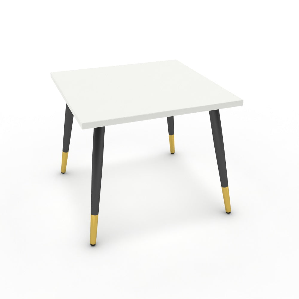 Dohányzóasztal - Manu fekete és arany lábbal - Alpesi fehér, méret: 50x50
