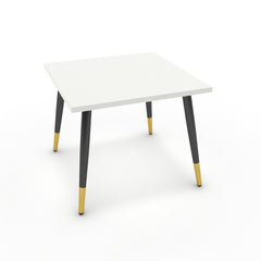 Dohányzóasztal - Manu fekete és arany lábbal - Alpesi fehér, méret: 50x50
