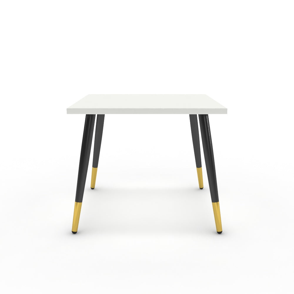 Dohányzóasztal - Manu fekete és arany lábbal - Alpesi fehér, méret: 50x50