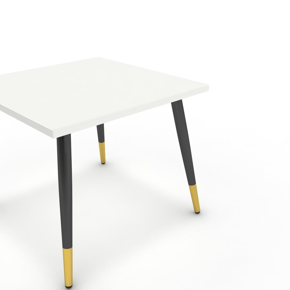 Dohányzóasztal - Manu fekete és arany lábbal - Alpesi fehér, méret: 50x50