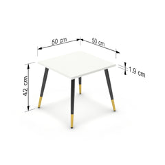 Dohányzóasztal - Manu fekete és arany lábbal - Alpesi fehér, méret: 50x50