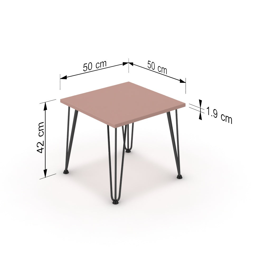 Dohányzóasztal - Linga fekete lábbal - Antik rózsaszín, méret: 50x50