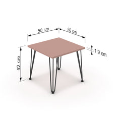Dohányzóasztal - Linga fekete lábbal - Antik rózsaszín, méret: 50x50