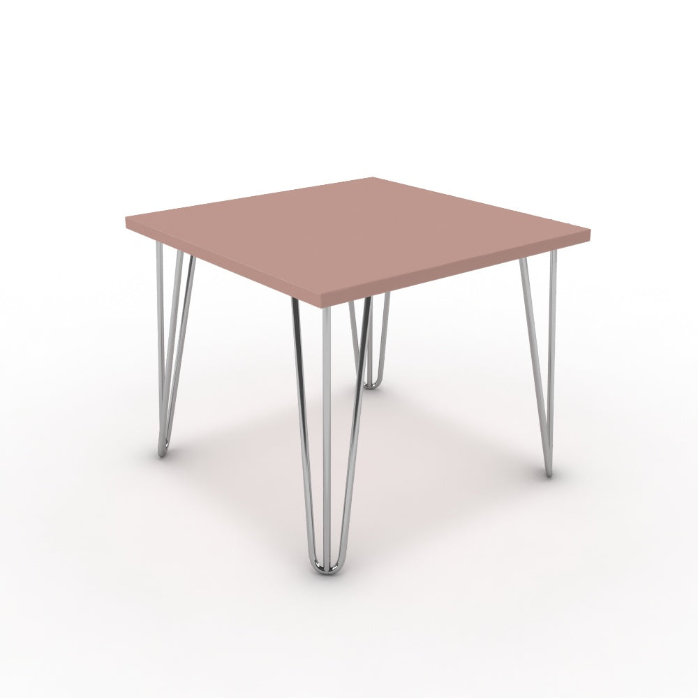 Dohányzóasztal - Linga króm lábbal - Antik rózsaszín, méret: 50x50