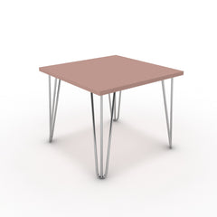 Dohányzóasztal - Linga króm lábbal - Antik rózsaszín, méret: 50x50