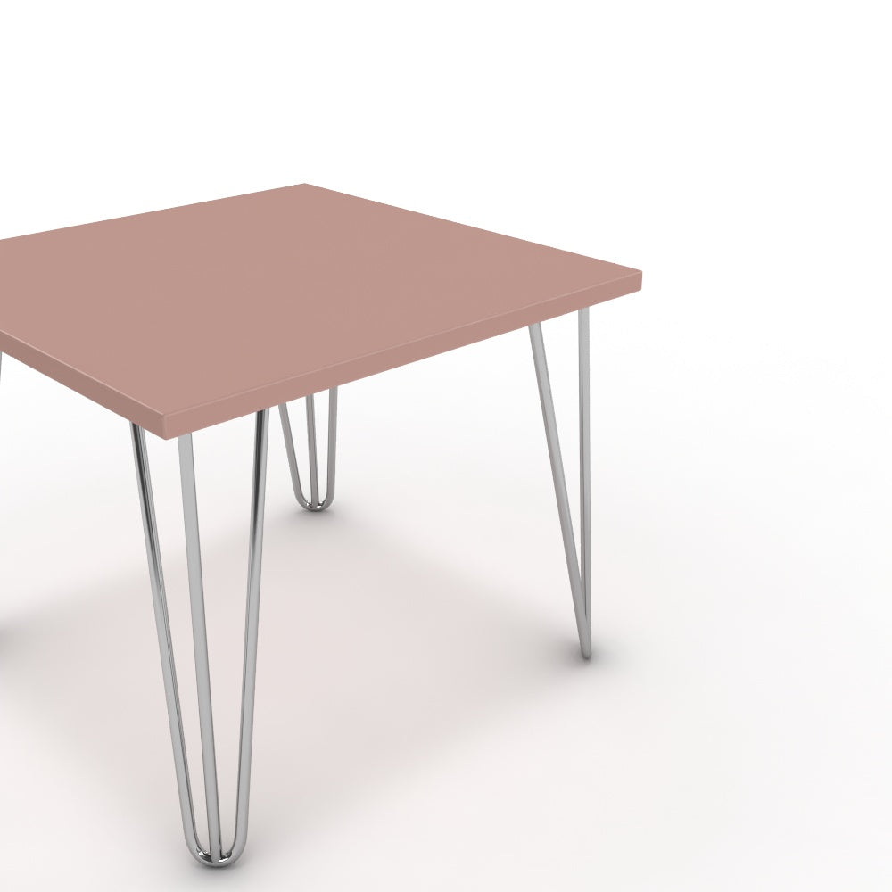 Dohányzóasztal - Linga króm lábbal - Antik rózsaszín, méret: 50x50