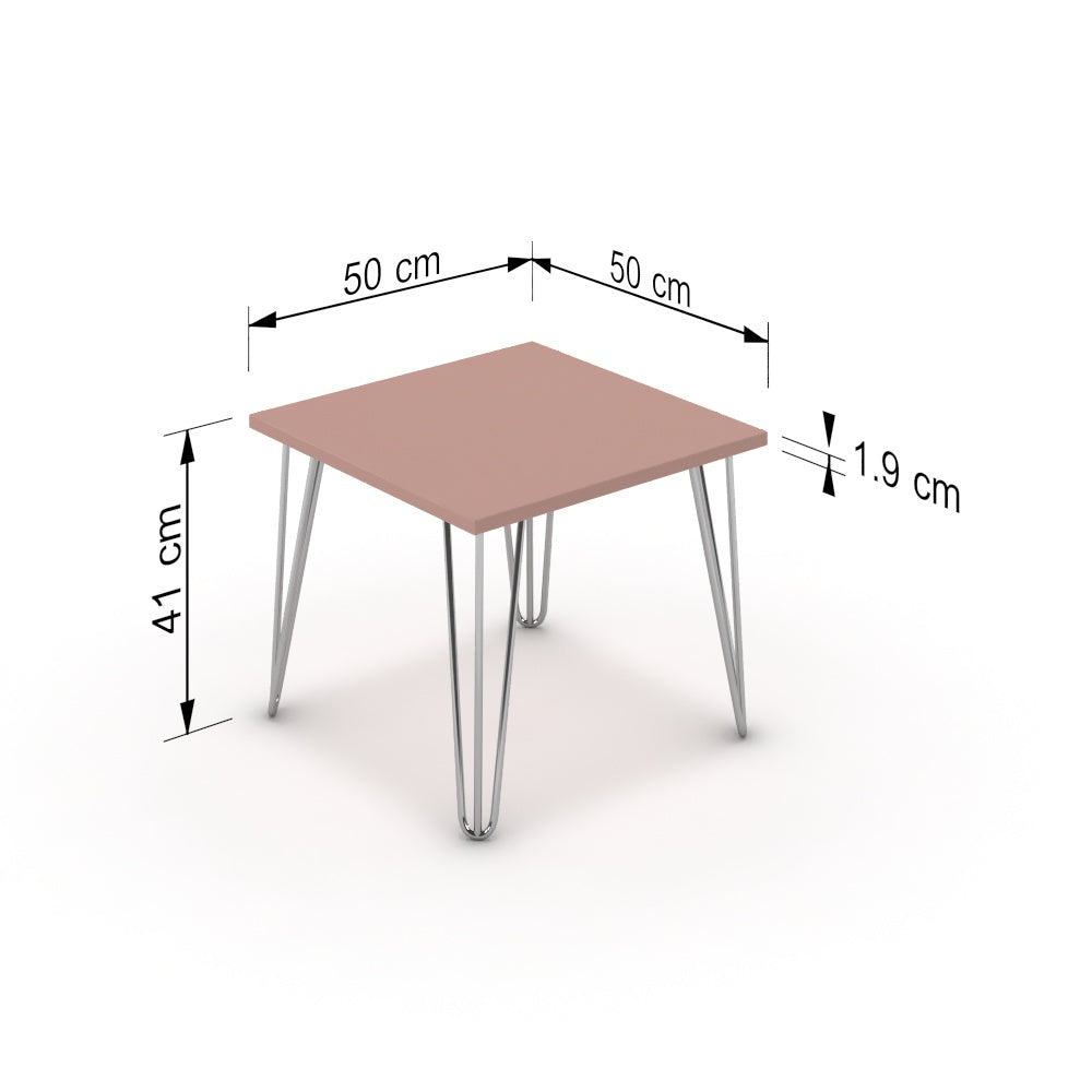 Dohányzóasztal - Linga króm lábbal - Antik rózsaszín, méret: 50x50
