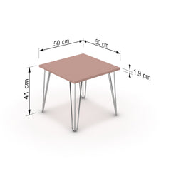 Dohányzóasztal - Linga króm lábbal - Antik rózsaszín, méret: 50x50
