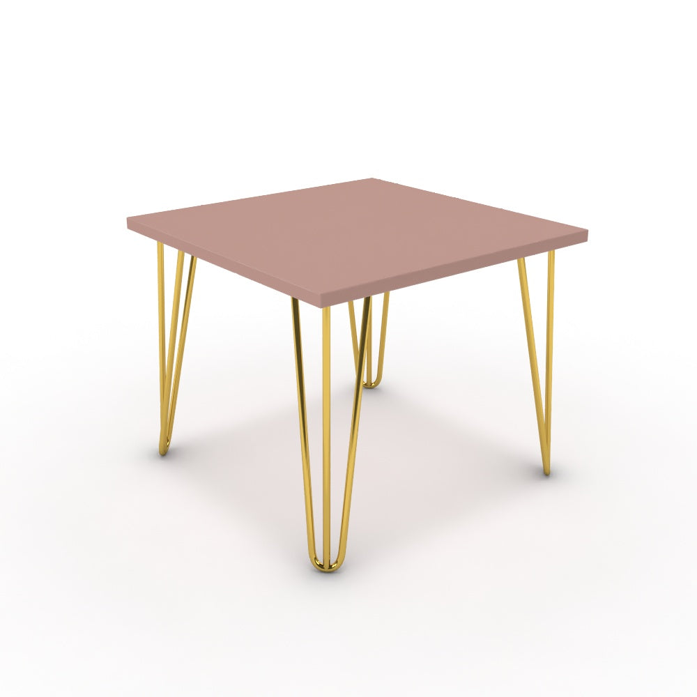 Dohányzóasztal - Linga arany lábbal - Antik rózsaszín, méret: 50x50