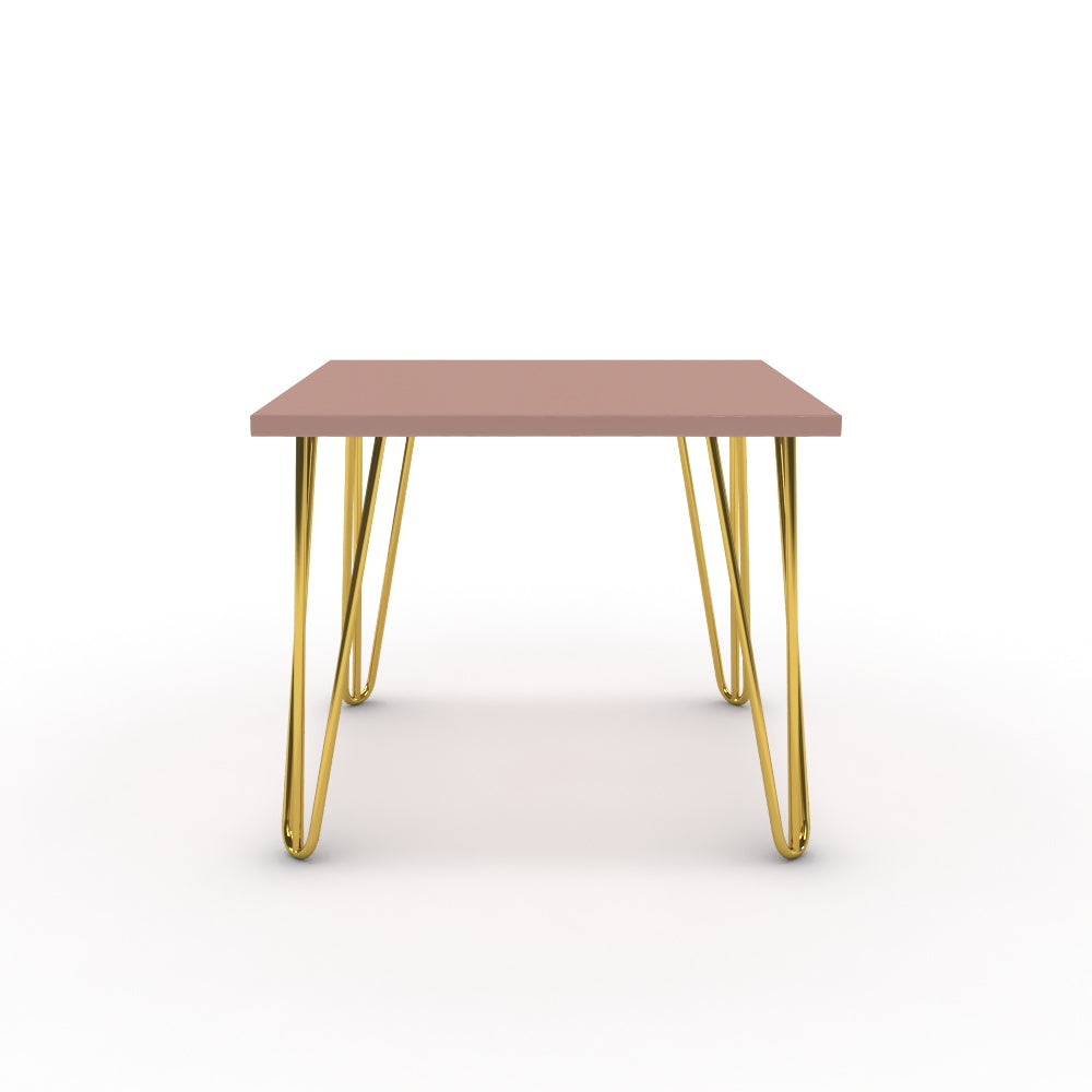 Dohányzóasztal - Linga arany lábbal - Antik rózsaszín, méret: 50x50