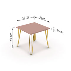 Dohányzóasztal - Linga arany lábbal - Antik rózsaszín, méret: 50x50