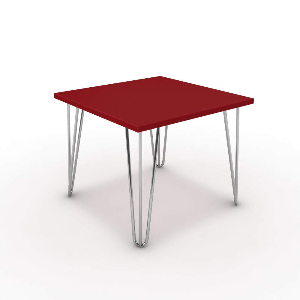 Dohányzóasztal - Linga króm lábbal - Chilli piros, méret: 50x50