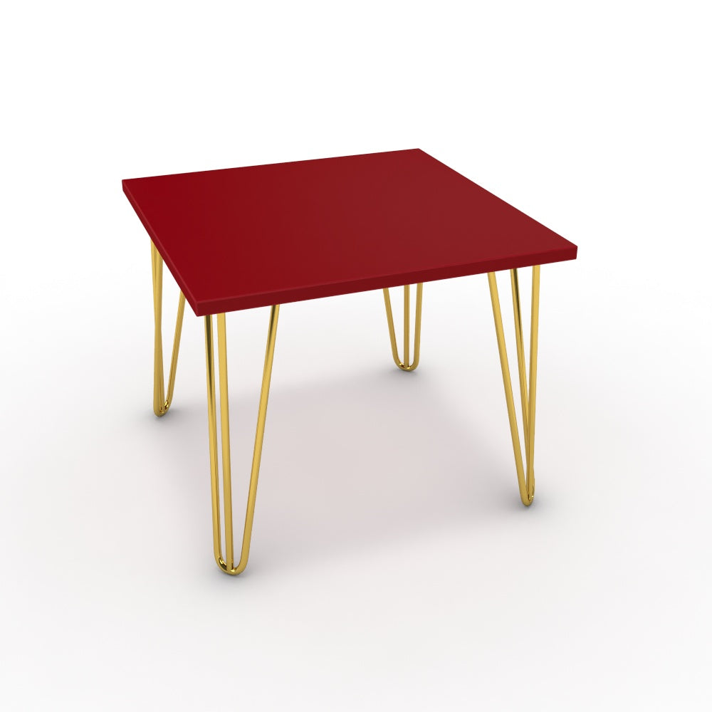 Dohányzóasztal - Linga arany lábbal - Chilli piros, méret: 50x50