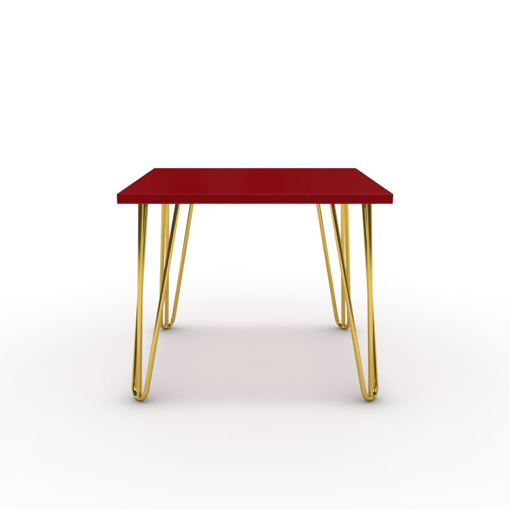 Dohányzóasztal - Linga arany lábbal - Chilli piros, méret: 50x50