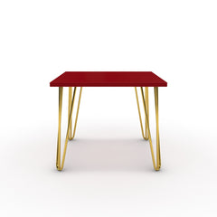 Dohányzóasztal - Linga arany lábbal - Chilli piros, méret: 50x50
