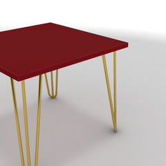 Dohányzóasztal - Linga arany lábbal - Chilli piros, méret: 50x50