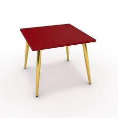 Dohányzóasztal - Manu arany lábbal - Chilli piros, méret: 50x50