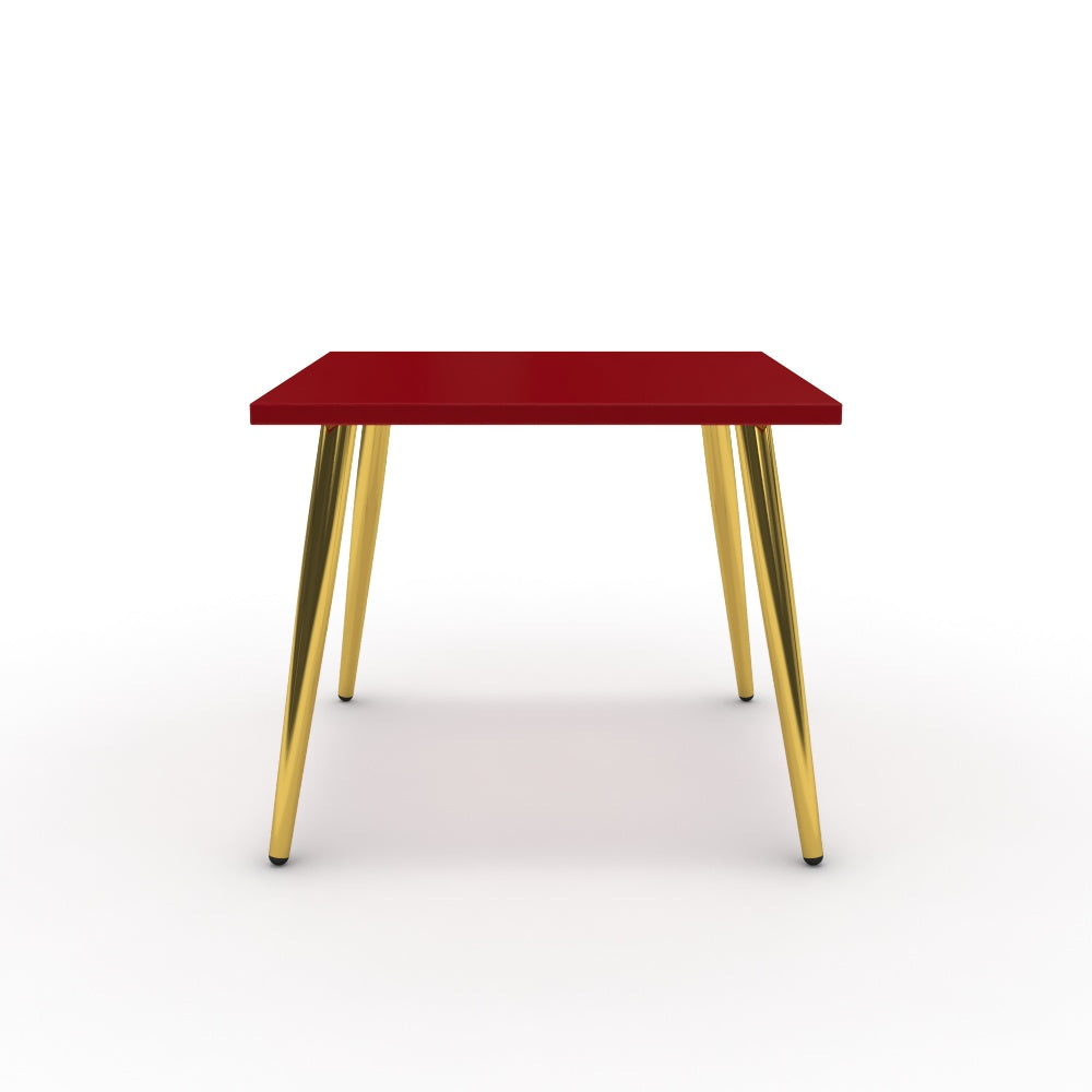 Dohányzóasztal - Manu arany lábbal - Chilli piros, méret: 50x50