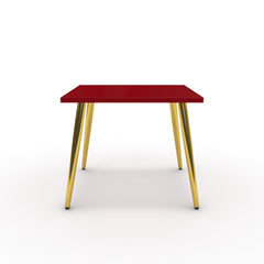 Dohányzóasztal - Manu arany lábbal - Chilli piros, méret: 50x50