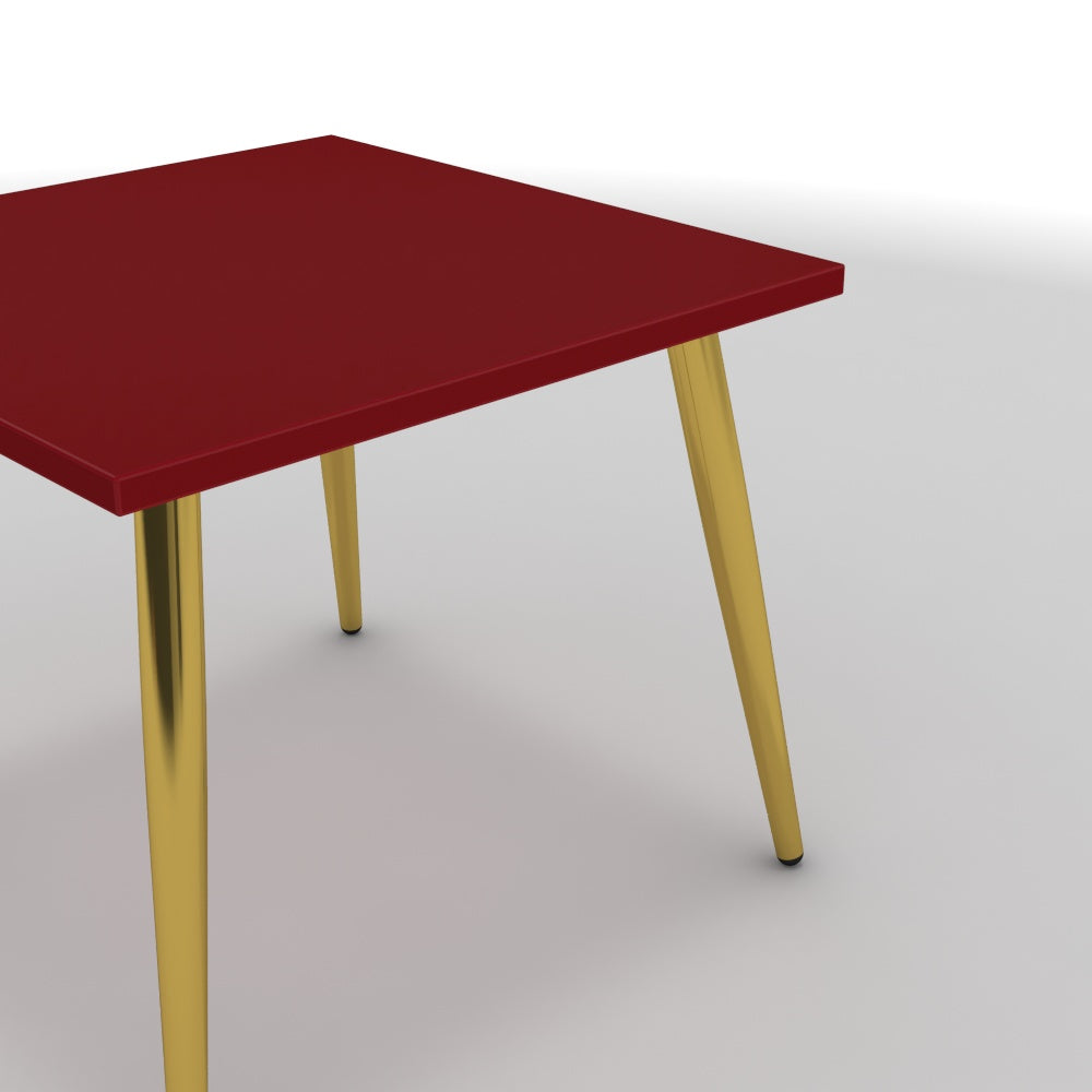 Dohányzóasztal - Manu arany lábbal - Chilli piros, méret: 50x50