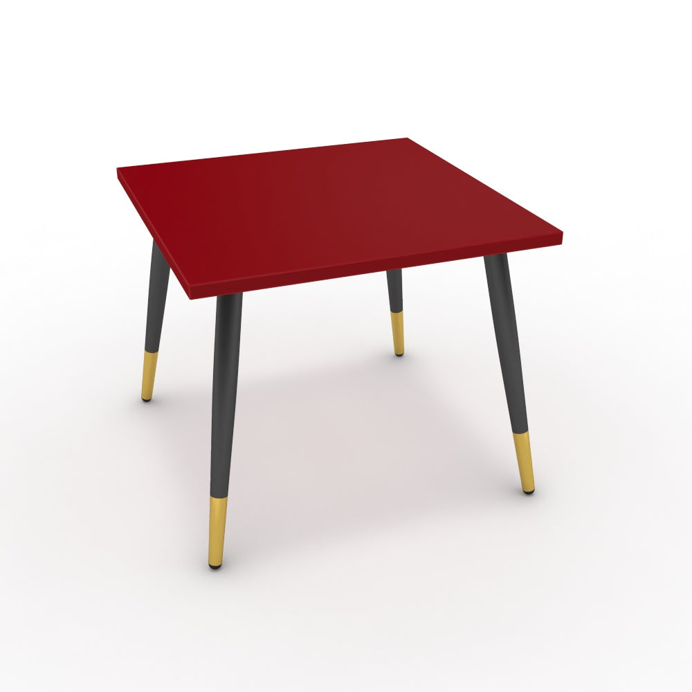 Dohányzóasztal - Manu fekete és arany lábbal - Chilli piros, méret: 50x50