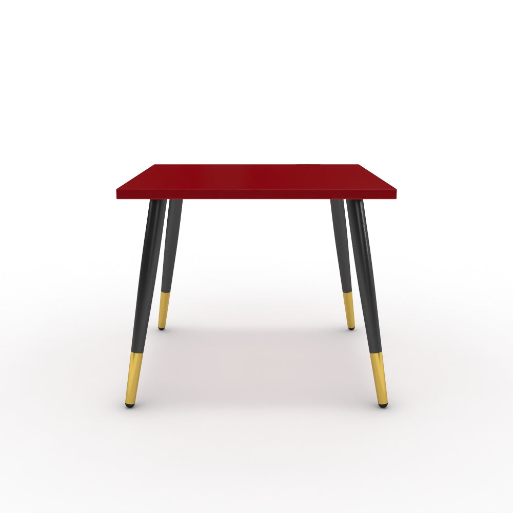 Dohányzóasztal - Manu fekete és arany lábbal - Chilli piros, méret: 50x50