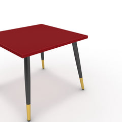 Dohányzóasztal - Manu fekete és arany lábbal - Chilli piros, méret: 50x50
