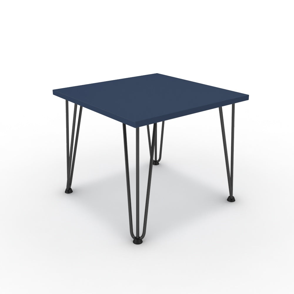 Dohányzóasztal - Linga fekete lábbal - Tiroli kék, méret: 50x50