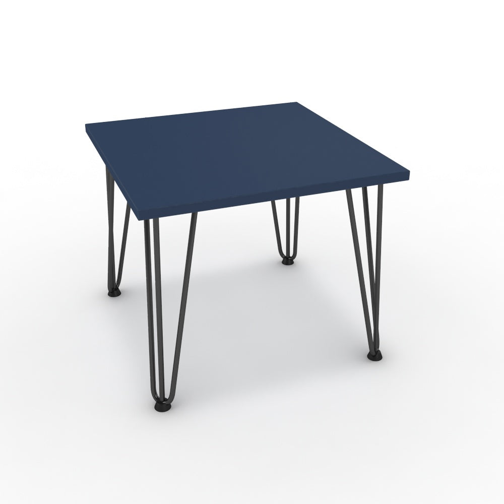 Dohányzóasztal - Linga fekete lábbal - Tiroli kék, méret: 50x50