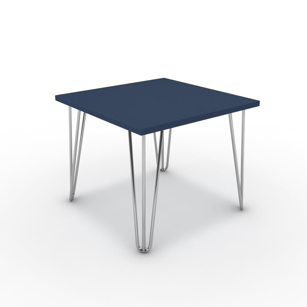 Dohányzóasztal - Linga króm lábbal - Tiroli kék, méret: 50x50