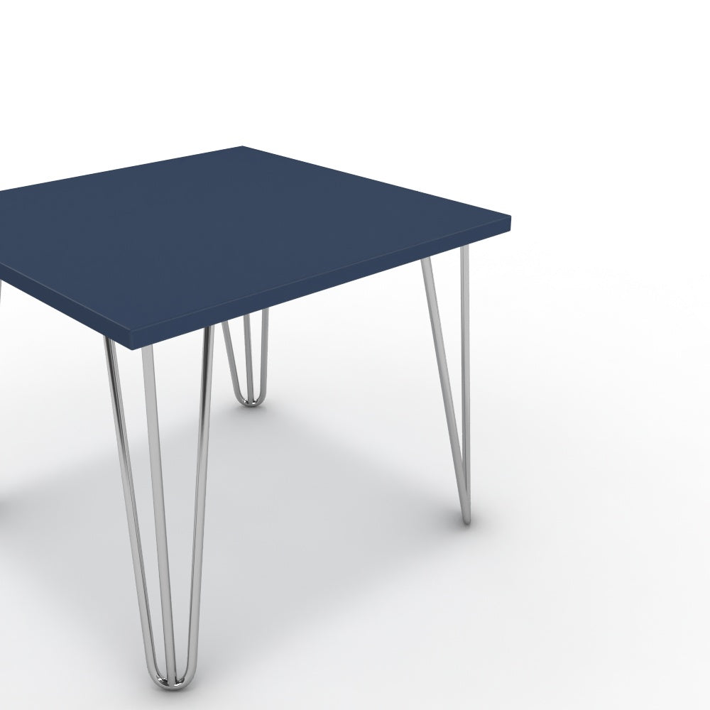 Dohányzóasztal - Linga króm lábbal - Tiroli kék, méret: 50x50